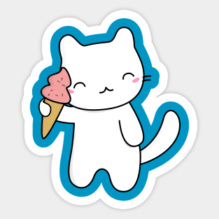 Cute and Kawaii Ice Cream Cat T-Shirt Sticker